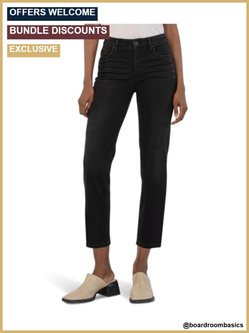 High-Rise Straight Leg Raw Hem Jeans Cotton Blend Stretch